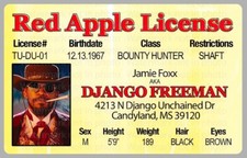 Jamie Foxx Django Unchained Freeman Bounty Hunter License Card Novelty ID