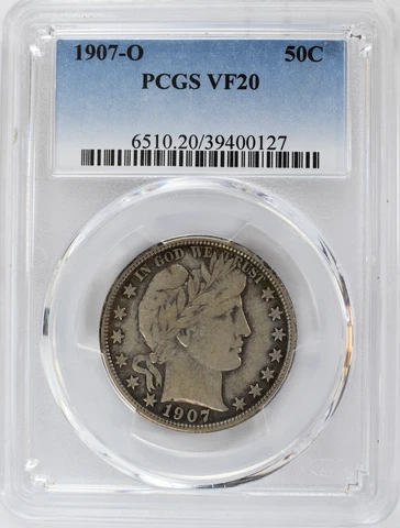 1907-O 50C VF20 PCGS Cover