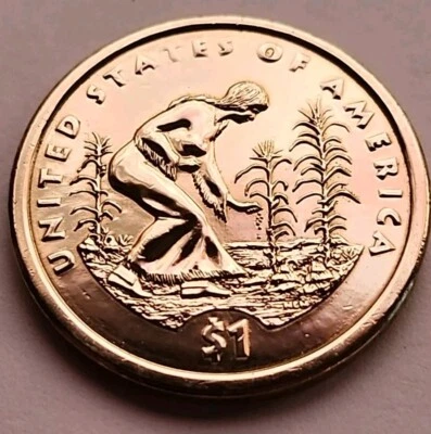 2009 D Sacagawea Native American Agriculture Golden One Dollar Coin Sac472 - Image 1 of 2
