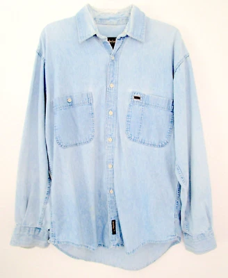 Camisa de mezclilla Timberland para hombre M azul Weathergear Italia suave 100 % algodón aplastado Foto 1 de 4