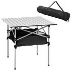 Outsunny Aluminum Camping Table Folding Table Picnic Table w/ Mesh  Bag, Silver