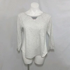 Little Yellow Button Anthropologie High Low Hem Long Sleeves Top Medium - Picture 1 of 8