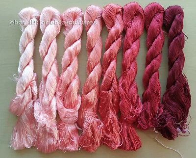 8bundles 100%natural mulberry silk,hand-dyed su embroidery silk floss/threads - Image 1 of 4