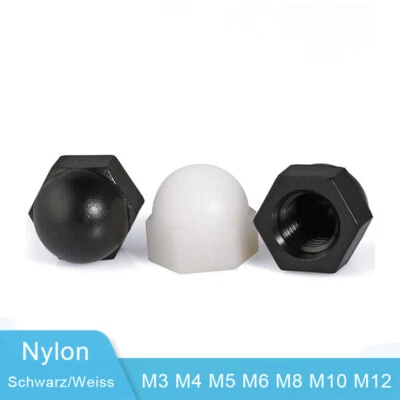 Hutmutter DIN 1587 hohe Form Nylon-Kunststoff Hutmuttern Muttern M3 M4 M5/M6-M12 - Bild 1 von 4
