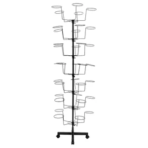 7 Tier Metal Rotating Hat Display Rack Free Standing Floor Caps Headwear Stand - Picture 1 of 22
