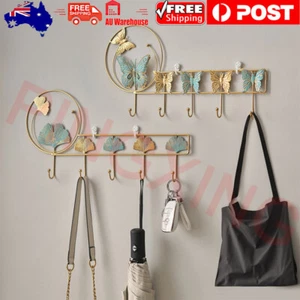 Metal Iron Art Butterfly Hooks 2/3/5 Key Hooks Wall Mount Key Rack Hanger Holder - Picture 1 of 20