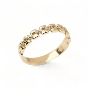 Kettengliederring / Panzerkettenring / 14K Gold Kettenring / Kubanischer Gliederkettenring - Bild 1 von 9