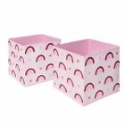 OHS Multi Pack Rainbow Print Folding Set Square Easy Space Storage Boxes Cube