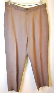 Pantalones de vestir 346 Brooks Brothers de lino para hombre, marrón teniente, frente plano, talla 34 W/32 L - Imagen 1 de 9