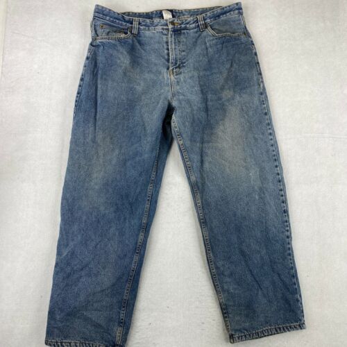 Basic Editions Straight Leg Jeans Men's 40Wx32L Blue Fleece Lined 100% ...