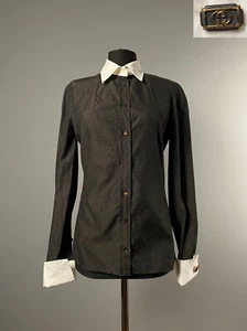 Gucci Womens Brown Diamond Polka Dot Cufflink Button Down Shirt Blouse Size 40 - Picture 1 of 12