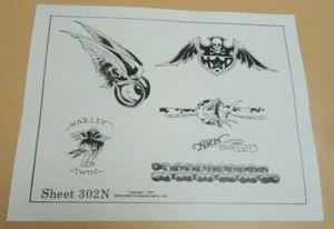 Vintage Don Nolan Spaulding & Rogers Tattoo Flash Sheet #302N Harley Davidson - Picture 1 of 1