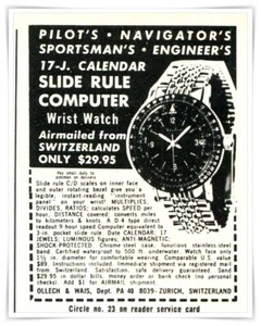 Anuncio impreso Ollech & Wajs regla deslizante reloj pulsera computadora 1967 anuncio de 2,5x3" - Imagen 1 de 4