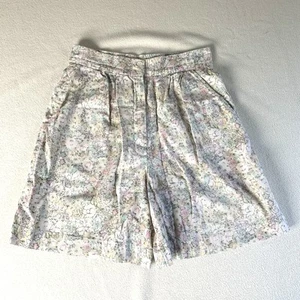 Vintage Shorts High Waisted Floral Women’s Sz 8 Pleated Cotton Walking Boho 80s - Picture 1 of 12