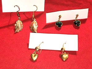 Lote De Colección De 3 Pares De Pendientes Perforados Tono Dorado En Bonito Estado Usado - Imagen 1 de 6