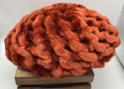 Sombrero de punto grande naranja quemado vintage para mujer hecho en Italia ~9 1/2 x 4 1/2" Foto 1 de 4