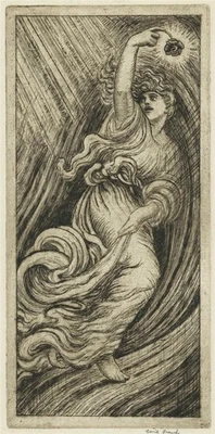 Grabado firmado a lápiz Cecil French (1879-1953) - Dama con rosa Foto 1 de 4