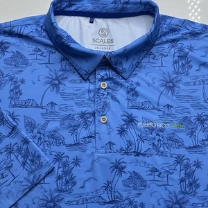 Scales Golf Poloshirt Größe 2XL Herren Hawaii Print Blau Puerto Rico Open - Bild 1 von 7