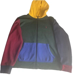 Polo Ralph Lauren Colorblocked Doble Punto Sudadera con Capucha Cremallera Completa Para Hombre Talla Mediana - Imagen 1 de 10