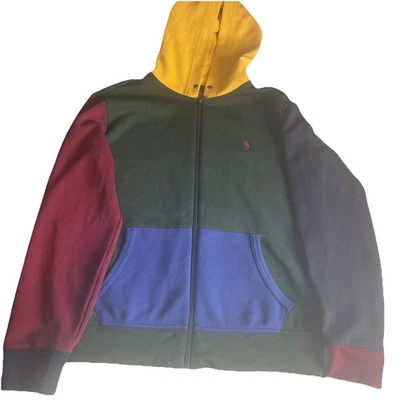 Толстовка с капюшоном Polo Ralph Lauren цветная блокировка двойная вязка на молнии мужская размер средний - Изображение 1 из 4