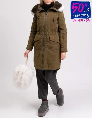 PVP €547 PEUTEREY Chaqueta Parka de Plumón Wuyi IT44 US8 L Repelente al Agua Borde de Piel de Zorro Foto 1 de 4