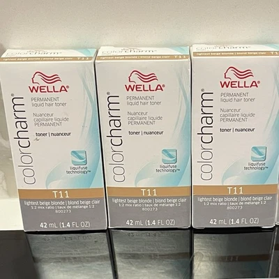 Paquete de 3 tónicos líquidos Wella Color Charm T11 beige más claro rubio 1,4 oz colorcharm Foto 1 de 4