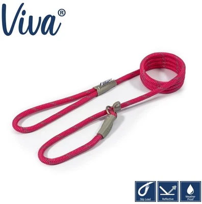 Светоотражающий розовый поводок для щенка собаки Ancol Viva Rope Slip 1,5 x 8 мм  - Изображение 1 из 4