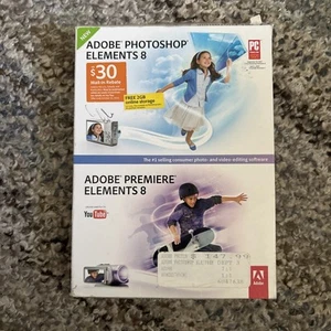 Adobe Photoshop Elements 8 & Premier Elements 8, Win 7, XP, Vista, w/ Key Tested - Picture 1 of 12