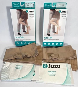 2 Paia di Calze a Compressione Morbide Juzo, Unisex, 30-40 mmHg, Taglia IV, Beige - Foto 1 di 3