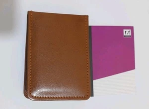 Stylish Pocket Mini Note Pad Leather Cover with Ruler Pad.90mm x 130mm. BROWN - Picture 1 of 6