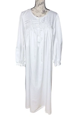 Maxi Camisón Kassatly Blanco Grande Brillante Satinado Modesto Casa Grannycore De Colección Foto 1 de 4