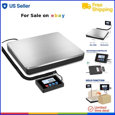 Digital Shipping Scale 440lb Stainless Steel Accuracy 10g Tare Hold Luggage - Image 1 of 4