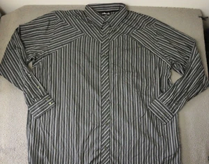 Pelle Pelle Button Up Shirt Men's 6XL Gray Black Big Long Sleeve Embroidered - Picture 1 of 15