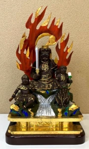 Japanese Vintage Wood Carving Acala Statues Fudo Myoo Buddhism H9.1×W5.1inch FS - Picture 1 of 8