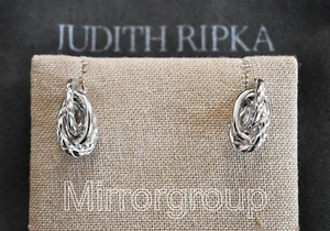🆕️JUDITH RIPKA AURA LOVE KNOT BRAIDED 925 STERLING SILVER STUD Earrings - Picture 1 of 17