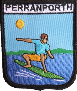 Perranporth Surfer Cornwall Embroidered Patch - SOUTH WEST SELLER - Picture 1 of 3