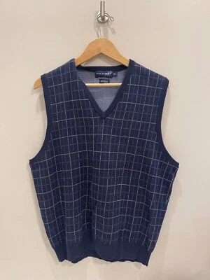 Polo Ralph Lauren свитер мужской синий и серый хлопок и кашемир жилет для гольфа размер L - Изображение 1 из 3