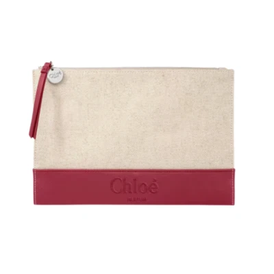 CHLOE Bolsa/Embrague de Perfume Rojo Cuero Lona (6.5" x 9.5") Nuevo en Caja Foto 1 de 4