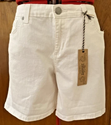 SHORTS JEANS NINE WEST VINTAGE COLEÇÃO AMERICANA ~12/31 MÉDIA ~ BRANCO ~ ELÁSTICO - Imagem 1 de 4