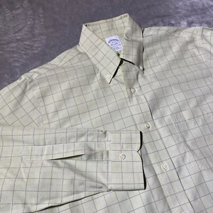 Camisa de Vestir Brooks Brothers 15 32 Calce Ajustado Sin Hierro Cuadros Amarillos Para Hombres Nueva Sin Etiquetas - Imagen 1 de 8