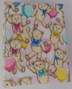HANDCRAFTED UPCYCLED FABRIC PHOTO ALBUM PASTEL BEARS 100 4X6 PICS 200 BIZ CARDS - Picture 1 of 8