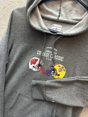 Wisconsin Badgers CAMPEÓN Sudadera Mujer Lg Gris Universitario Clásico LSU Lambeau Foto 1 de 4