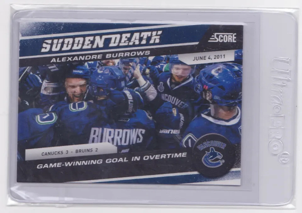 2011-12 PANINI SCORE SUDDEN DEATH INSERT ALEXANDRE BURROWS #9 VANCOUVER CANUCKS - Image 1 of 2