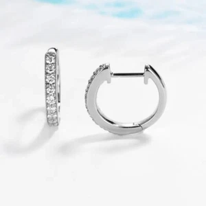 0.33 Carat D/VVS Lab Grown Round Cut Diamond Hoop Earrings, 9k White Gold - Picture 1 of 7