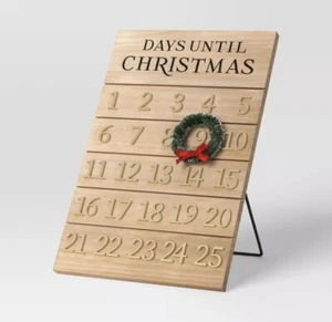 Holiday Wooden Wood Countdown Calendar - Threshold DAYS UNTIL CHRISTMAS Sign - Picture 1 of 2