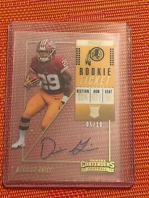 DERRIUS GUICE 2018 Contenders Rookie Tick. Auto Clear 5/10 REDSKINS - Image 1 of 2