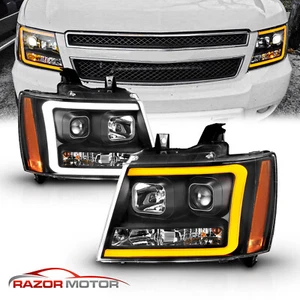 07-14 Fit Chevy Suburban/Tahoe/Avalanche Black LED Swtichback Projector Headlamp - Picture 1 of 10