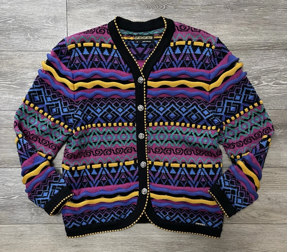 Rare Vtg 90’s Geiger Austria Wool Blend Colorful Textured Fair Isle Sweater 38 - Image 1 of 4