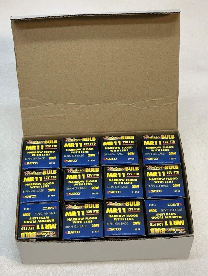 S1950 MR11 NFL Narrow Flood 24° Lensed Cover 20W 12V 2-Pin Bi-Pin G4 - 12 Bulbs - Image 1 of 4