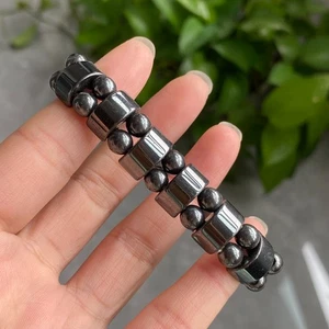 13*6mm Natural Terahertz Wave Gemstone Beads Bracelet - Picture 1 of 7